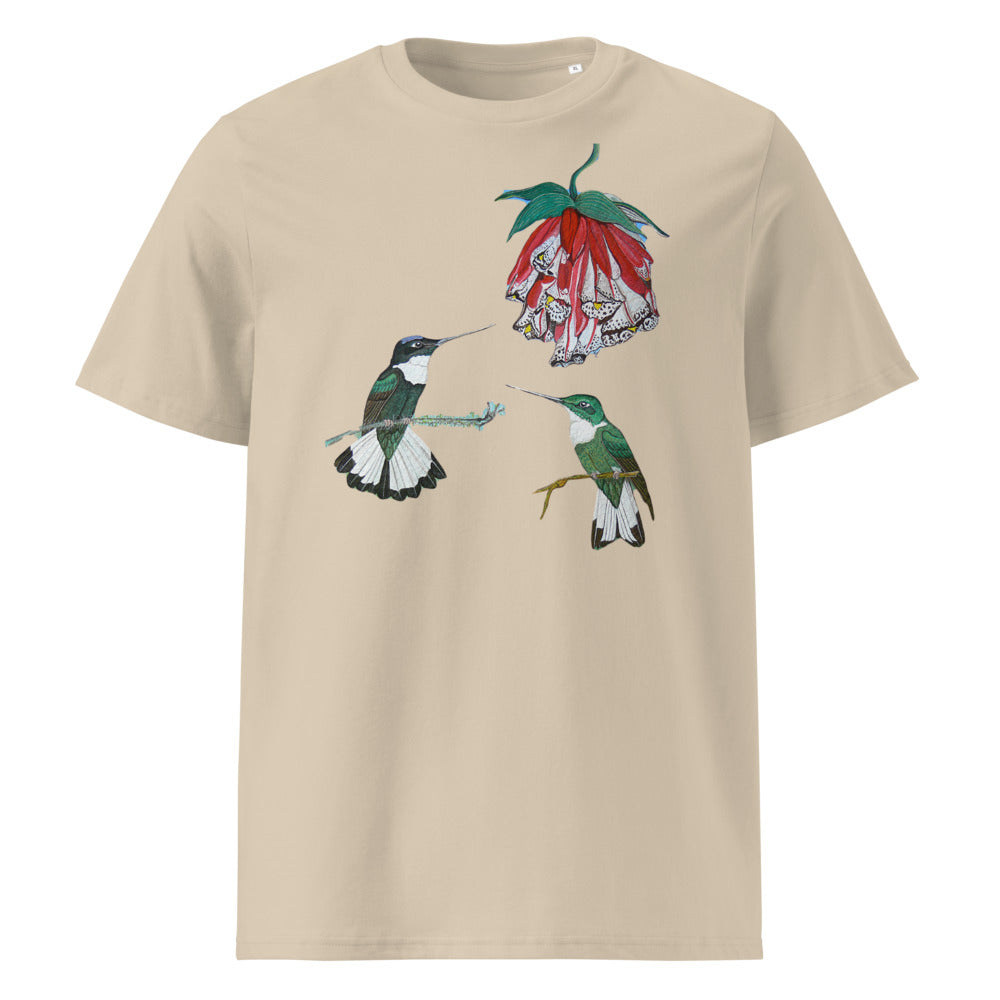 Collared Inca tee on Desert Dust, Printful mockup