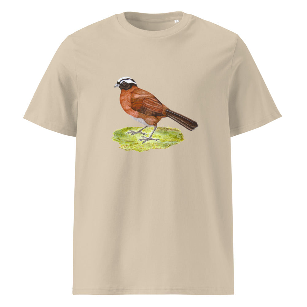 Tanager Finch tee on Desert Dust, Printful mockup
