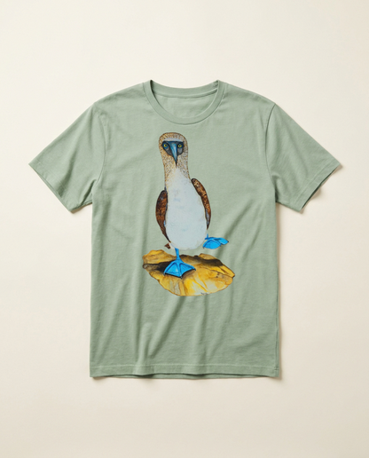 Product mockup: hand-painted Blue-footed Booby by Lilly Sylva