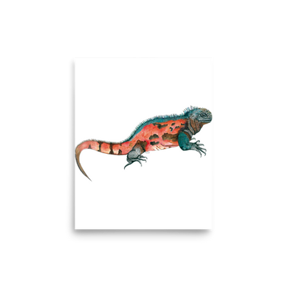 Marine Iguana art print on matte paper, Printful mockup