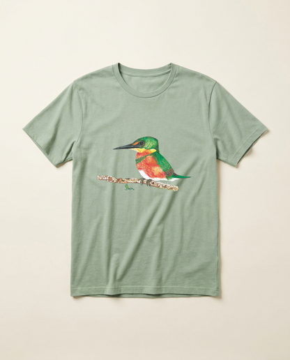 Product mockup: hand-painted American Pygmy Kingfisher by Lilly Sylva