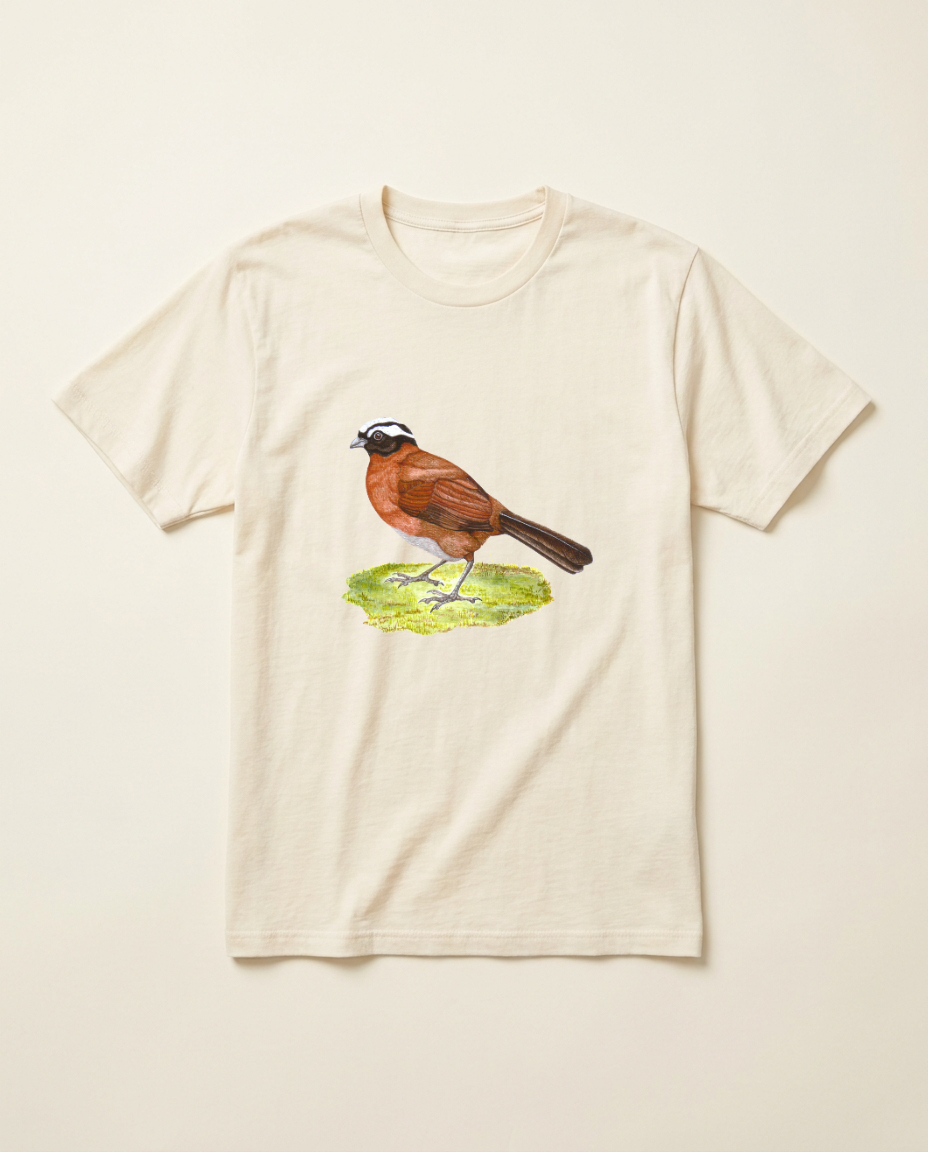 Product mockup: hand-painted Tanager Finch by Lilly Sylva