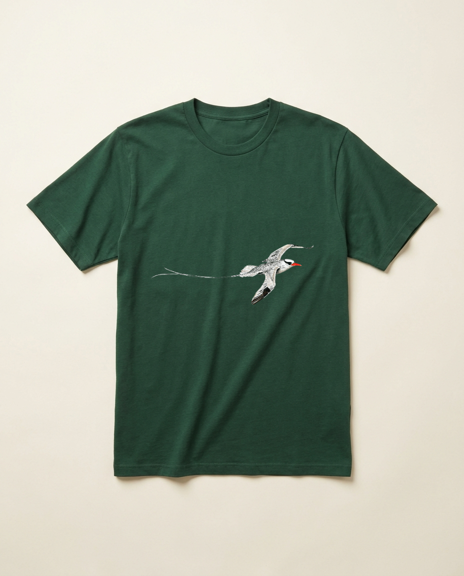 Product mockup: hand-painted Red-billed Tropicbird by Lilly Sylva