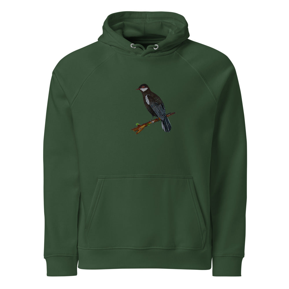 Black Solitaire hoodie on Bottle green, Printful mockup