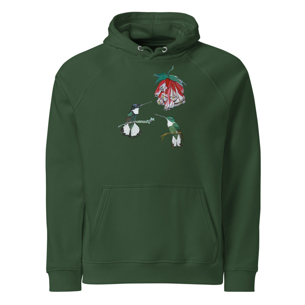 Collared Inca hoodie on Bottle green, Printful mockup
