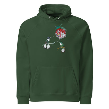 Collared Inca hoodie on Bottle green, Printful mockup
