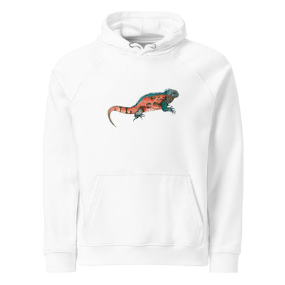 Marine Iguana hoodie on White, Printful mockup