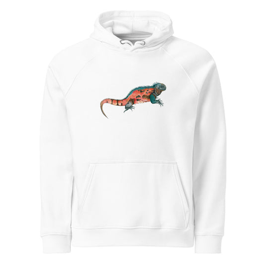 Marine Iguana hoodie on White, Printful mockup