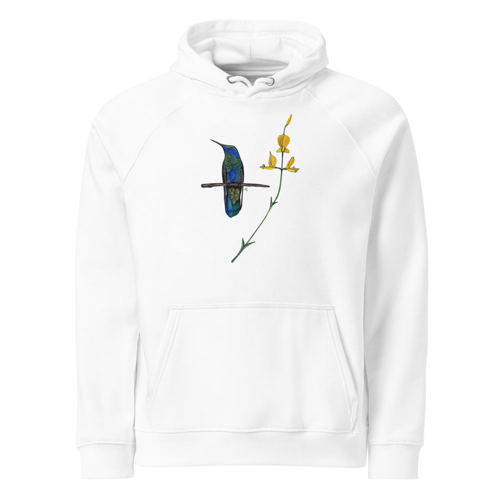Sparkling Violetear hoodie on White, Printful mockup