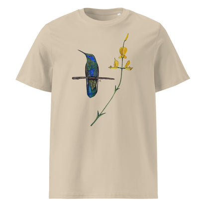 Sparkling Violetear tee on Desert Dust, Printful mockup
