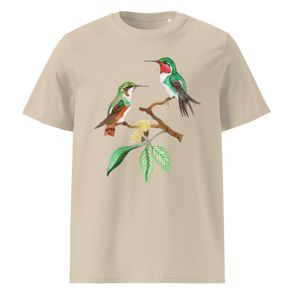 White-bellied Woodstar tee on Desert Dust, Printful mockup