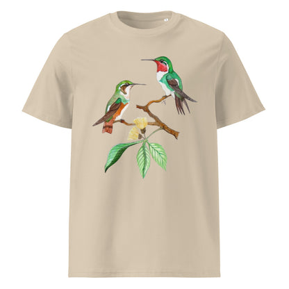 White-bellied Woodstar tee on Desert Dust, Printful mockup