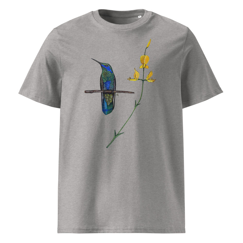 Sparkling Violetear tee on Heather Grey, Printful mockup