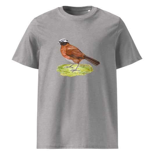 Tanager Finch tee on Heather Grey, Printful mockup