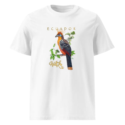 Hoatzin tee on White, Printful mockup